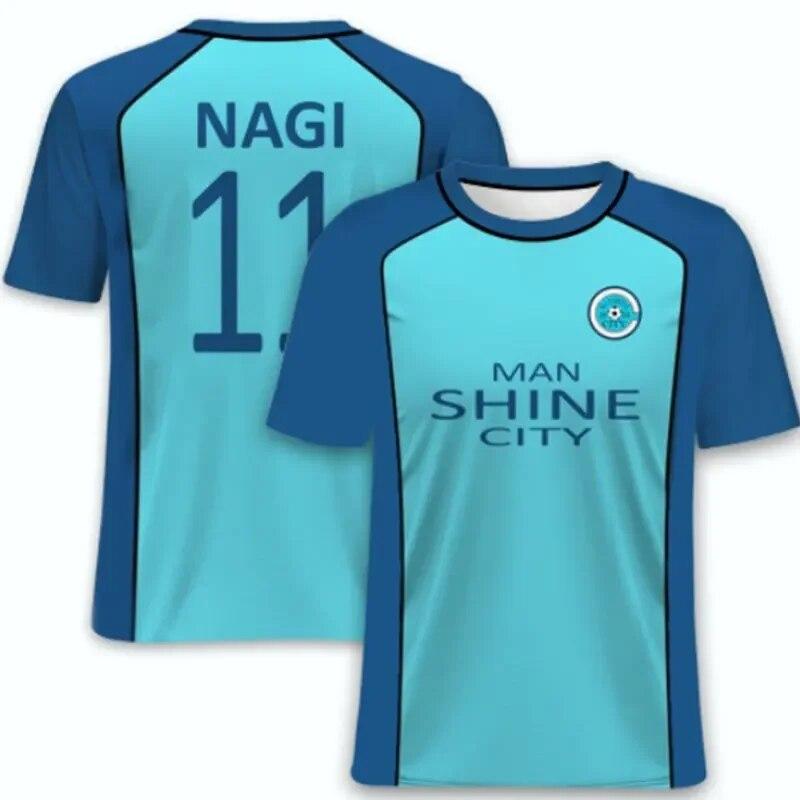 Baibao QIQI 3D New Summer 4 Jersey Anime Blue Lock Man Shining City Role Play Bola Manga Round Neck T-shirt