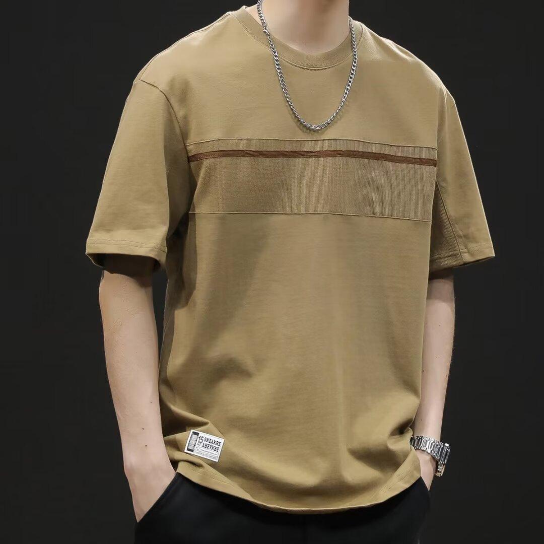 Fashion human Men's loose T-shirt big size men's tide brand new summer trend solid colour body shirt tops