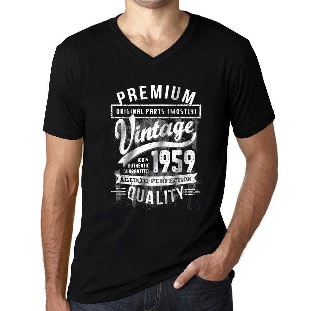 Ultrabasic Homme Graphique Col V T-shirt Premium Years 1959 Transparant Zwart