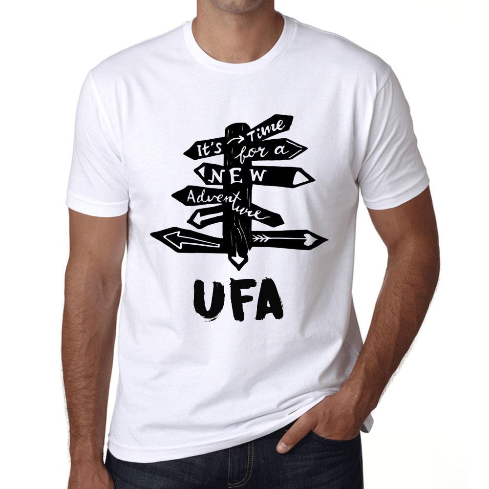 Ultrabasic Vintage T-shirt voor heren Grafisch T-shirt Tijd voor nieuwe avonturen UFA Wit