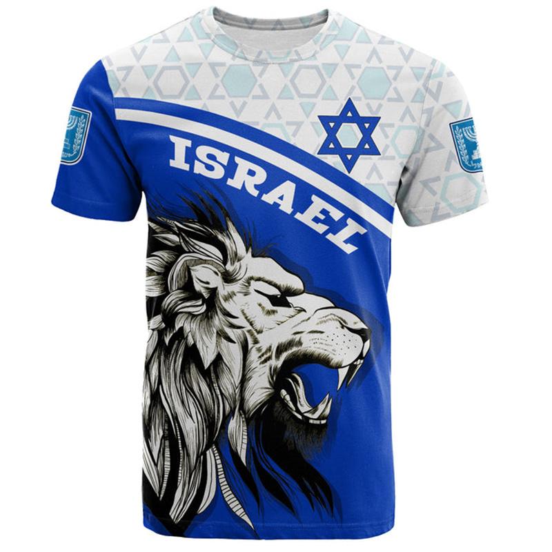 3DT-ShirtsZZ Israël Vlag Heren T-shirt 3D Gedrukt Israëliërs Nationale Embleem Tops Korte Mouw O-hals Oversized Sport Tee Shirt Kleding