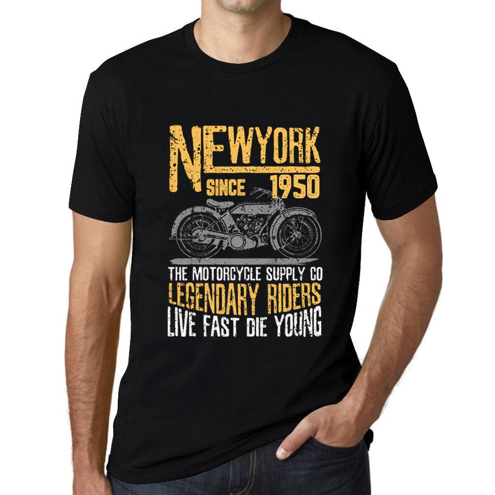 Ultrabasic Heren Vintage T-shirt Grafisch T-shirt New York Motorcycle Sinds 1950 Diepzwart