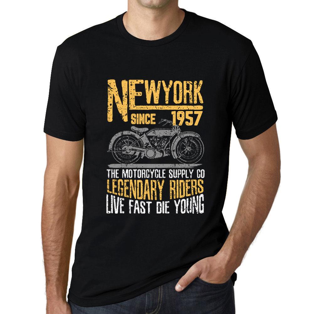 Ultrabasic Heren Vintage T-shirt Grafisch T-shirt New York Motorcycle Sinds 1957 Diepzwart