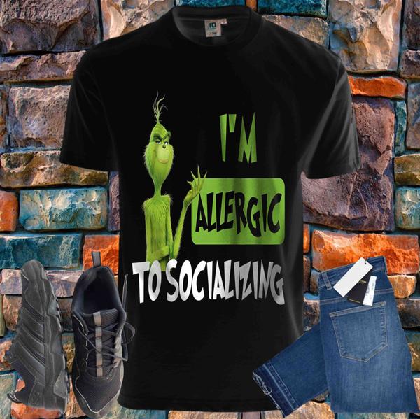 Shirtbude grinch social allergic weihnachten corona print tshirt