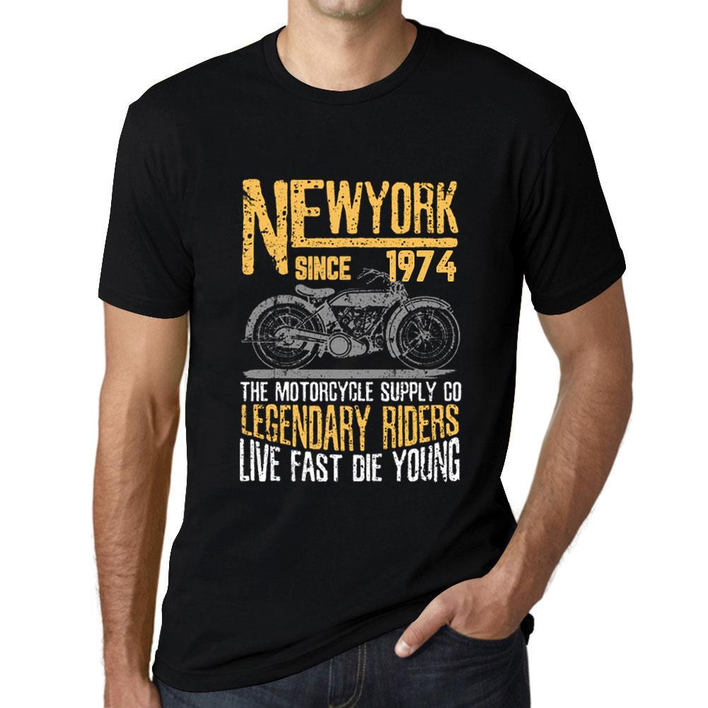 Ultrabasic Vintage T-shirt voor heren Grafisch T-shirt New York Motorcycle Sinds 1974 Diepzwart