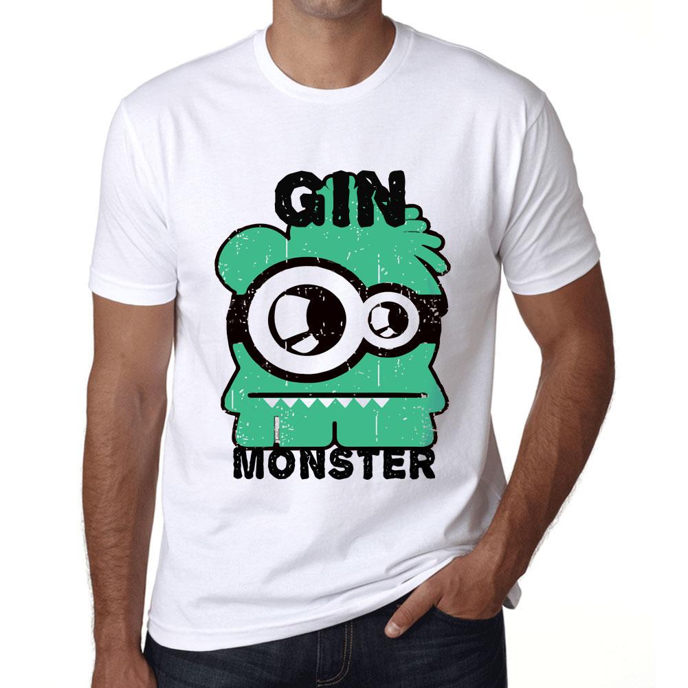 Ultrabasic Heren Vintage T-shirt Grafisch T-shirt Gin Monster Wit