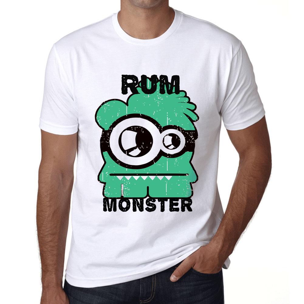 Ultrabasic Vintage T-shirt voor heren Grafisch T-shirt Rum Monster Wit