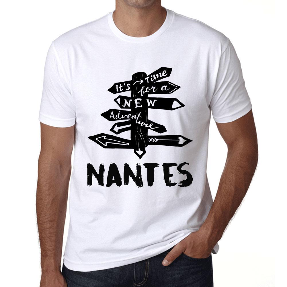 Ultrabasic Vintage T-shirt voor heren Grafisch T-shirt Tijd voor nieuwe avonturen Nantes Wit