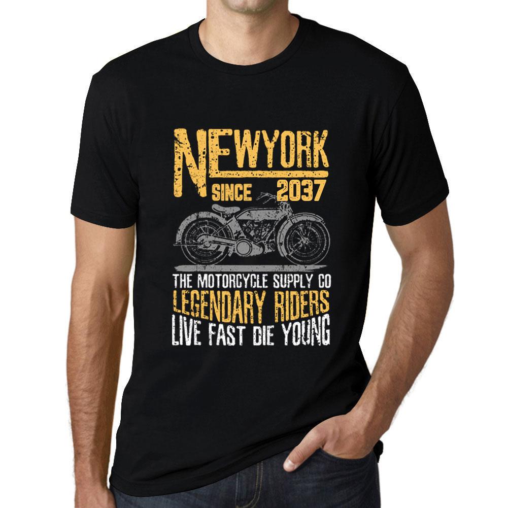 Ultrabasic Vintage T-shirt voor heren Grafisch T-shirt New York Motorcycle Sinds 2037 Diepzwart