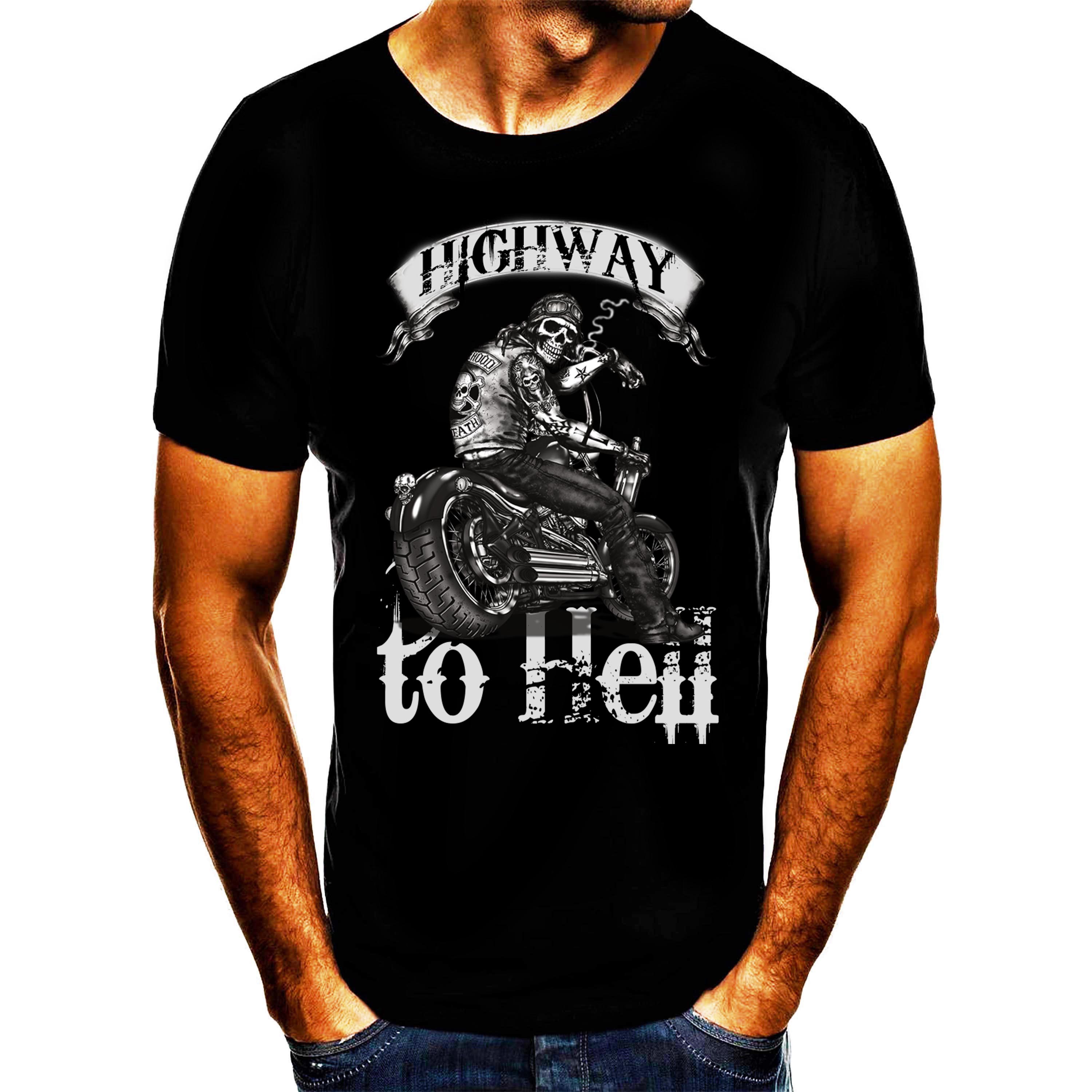 Shirtbude Snelweg naar de hel Biker Germaanse Odin Thor Vikings Valhalla Print Tshirt