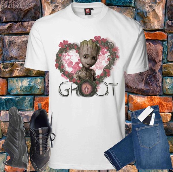 Shirtbude Groot love hart witte print t-shirt