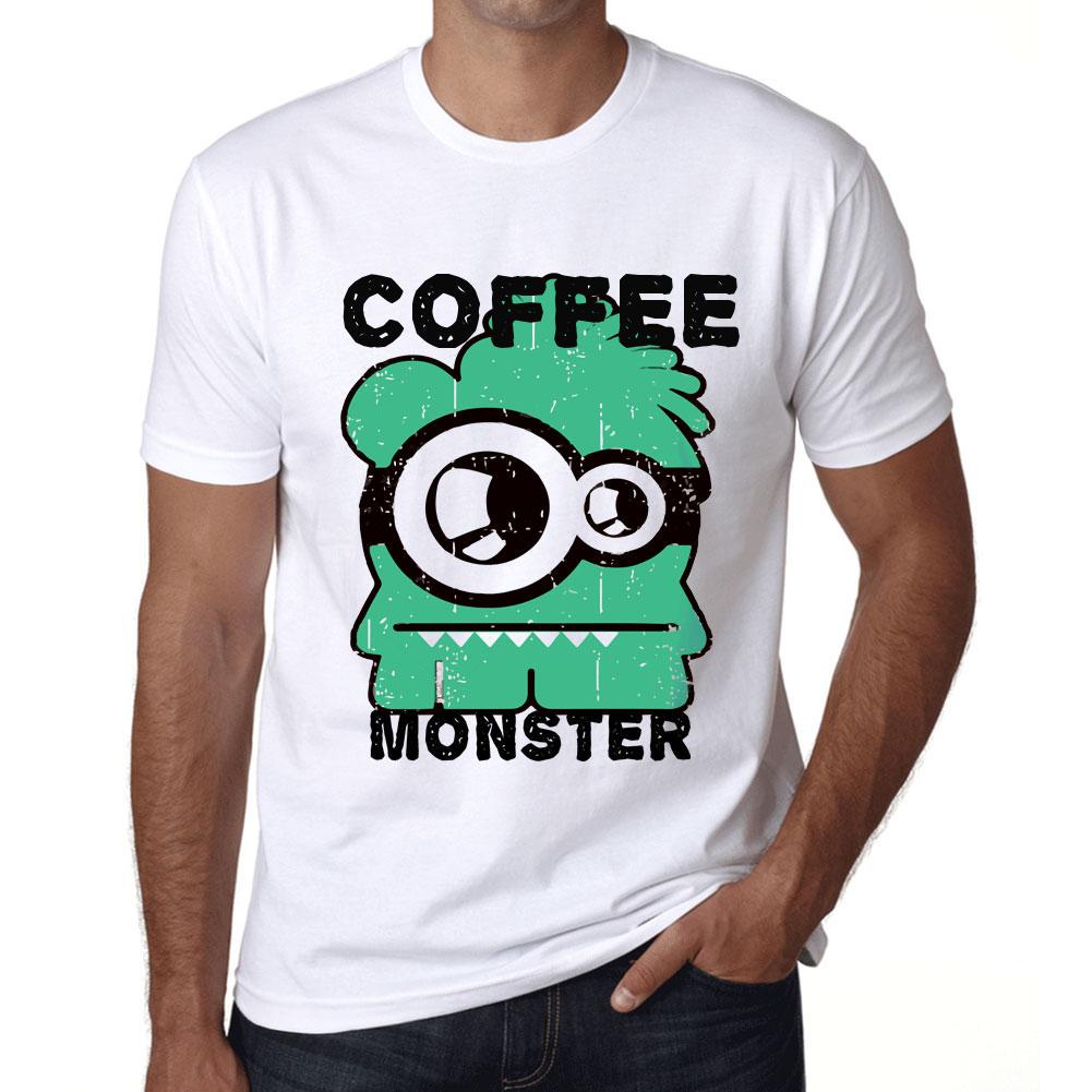 Ultrabasic Heren Vintage T-shirt Grafisch T-shirt Koffie Monster Wit