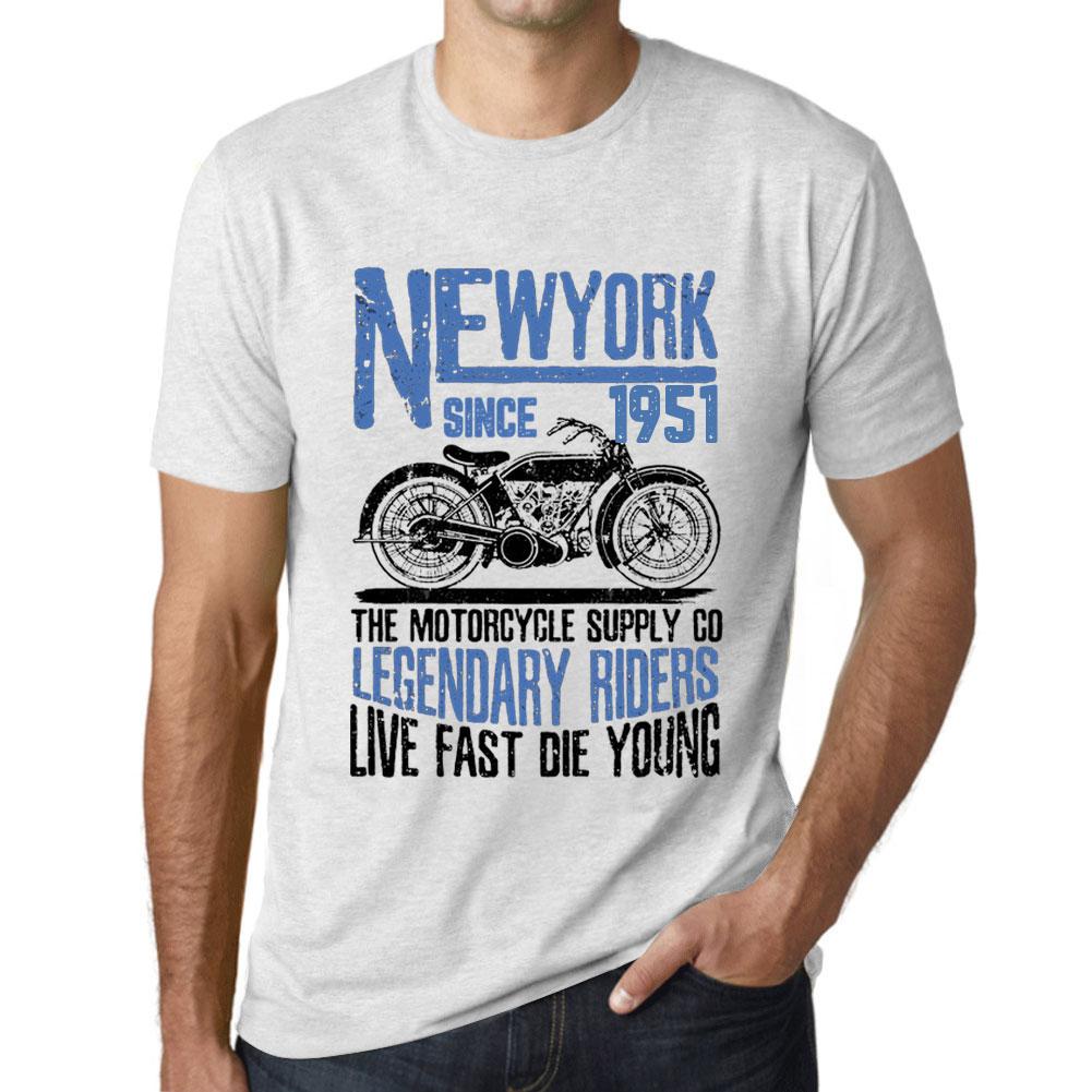 Ultrabasic Heren Vintage T-shirt Grafisch T-shirt New York Motorcycle Sinds 1951 Vintage Wit