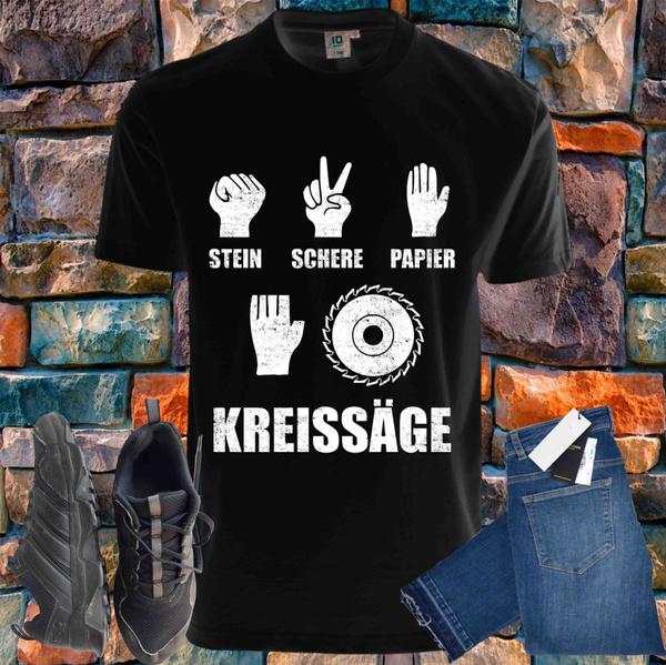 Shirtbude rotsschaar papier cirkelzaag print t-shirt