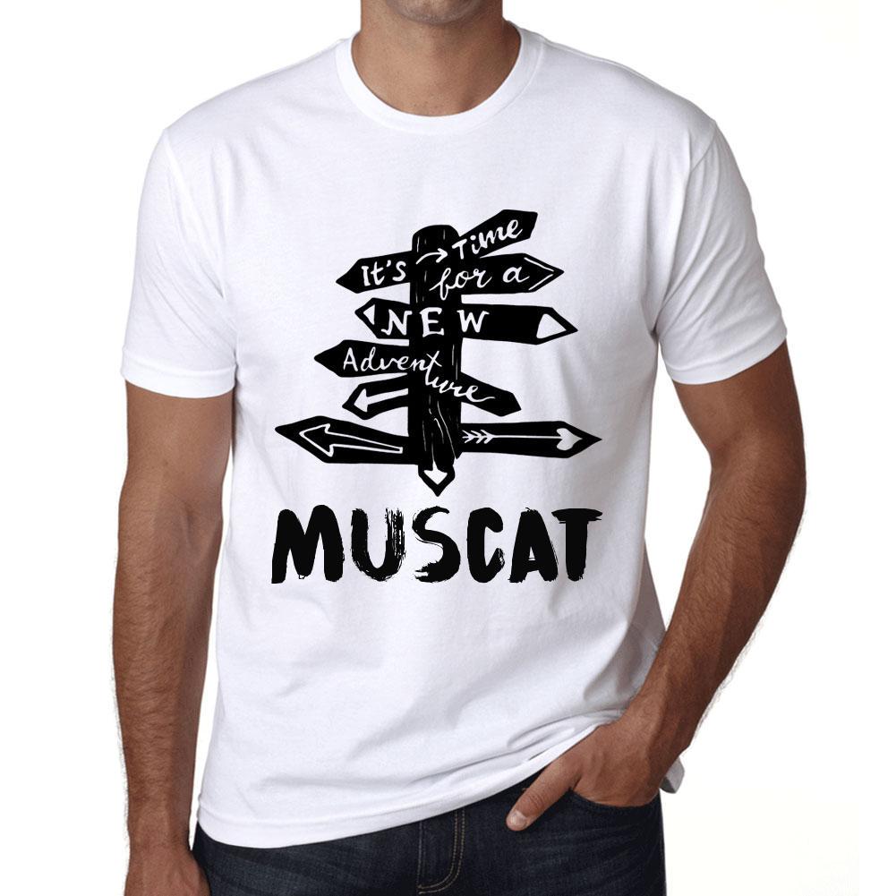 Ultrabasic Vintage T-shirt voor heren Grafisch T-shirt Tijd voor nieuwe avonturen Muscat Wit