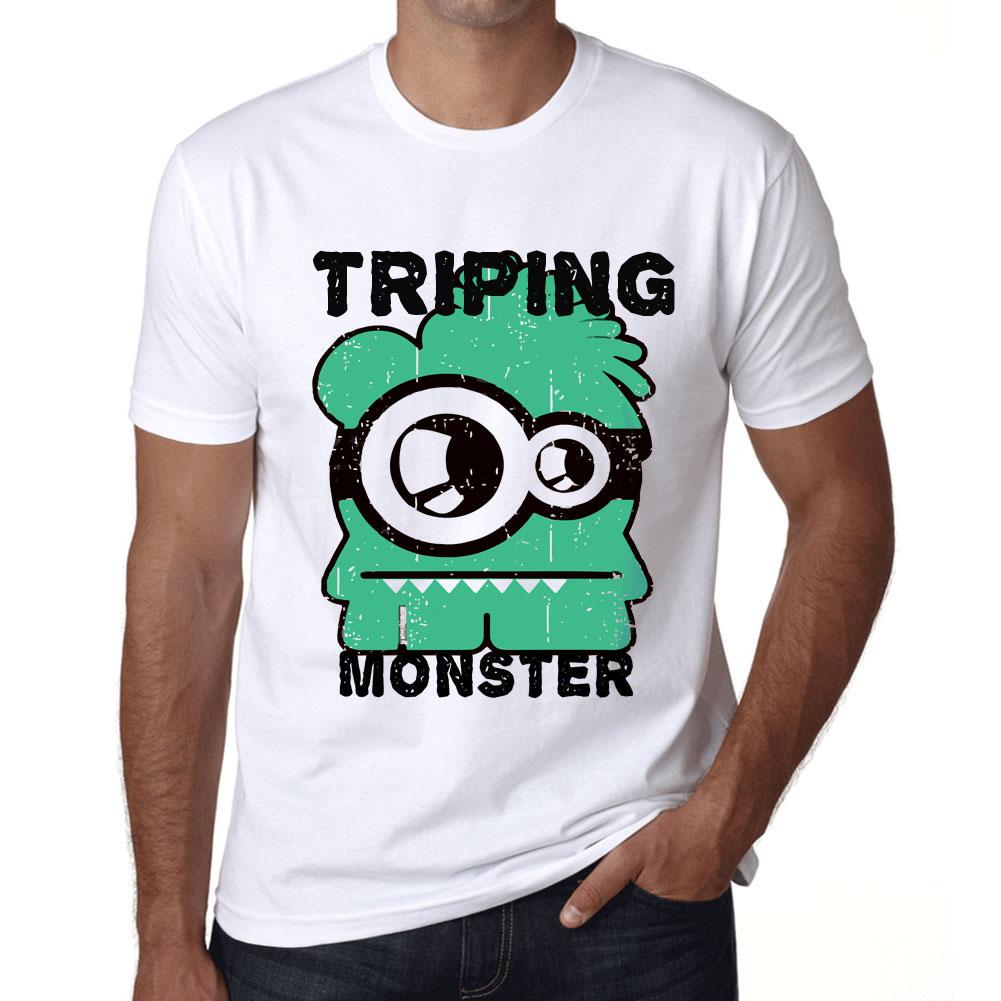 Ultrabasic Vintage T-shirt voor heren Grafisch T-shirt TRIPING Monster Wit