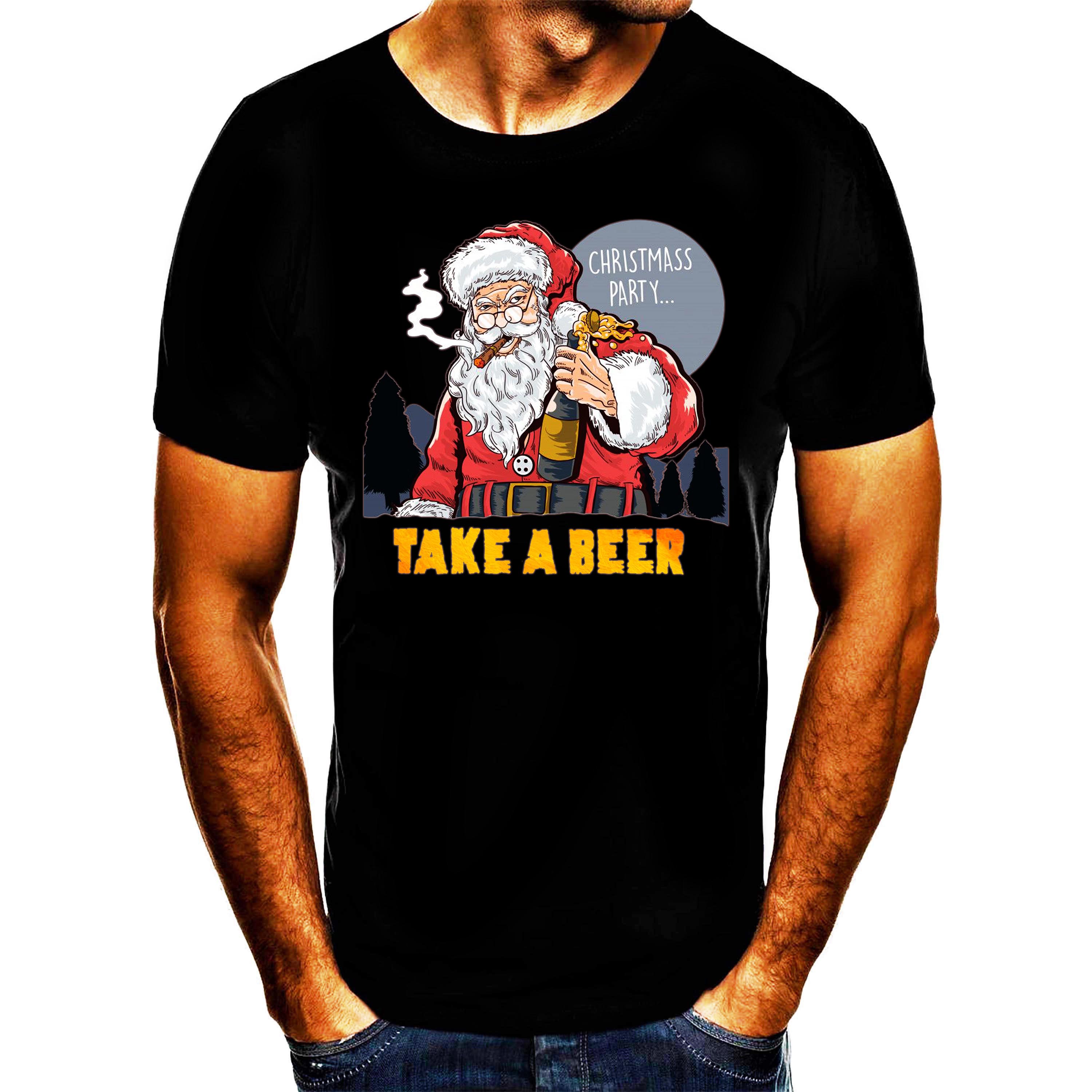 Shirtbude Vrolijk kerstfeest Kerst met bier zoals de Grinch :) T-shirt t-shirt