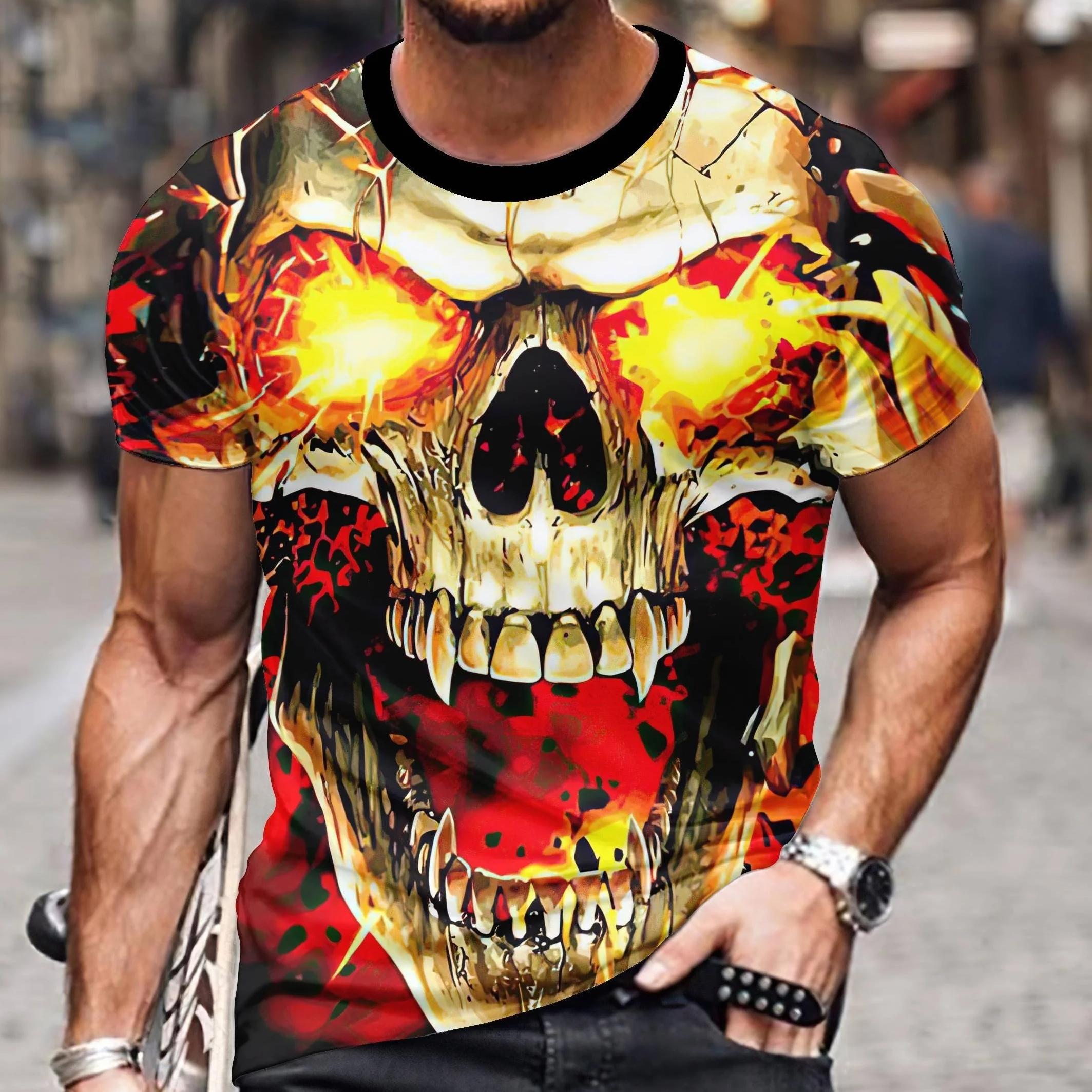 ETST WENDY 005 Vintage Horror Schedel 3d Print Heren T-shirt Zomer Klassieke Casual O Hals Korte Mouw Mode Losse Oversized Tops T-shirt mannen