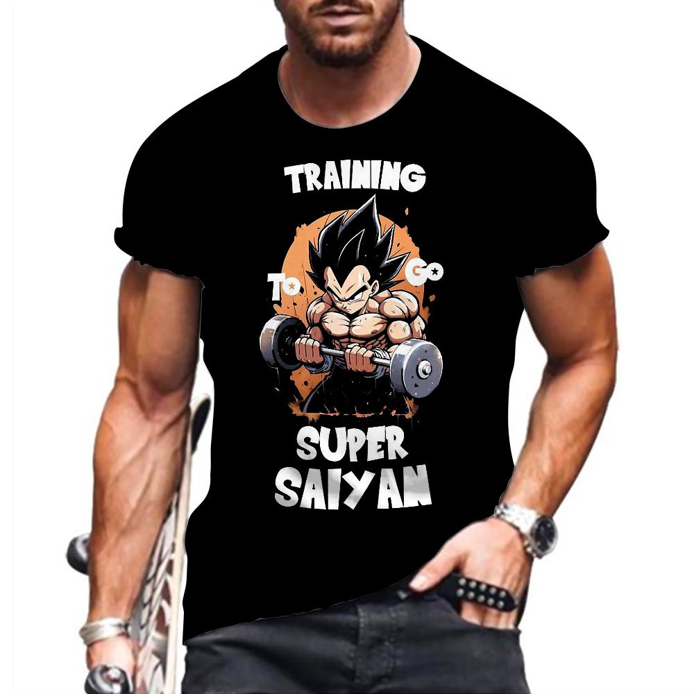 Baibao QIQI Shirt Man Vegeta Zomer Gym T-shirt Man Z Kleding Mannen Goku High Street 2024 Harajuku Stijl 3D Print Koppel Outfit