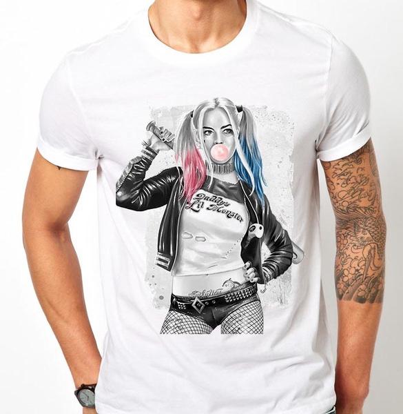 Shirtbude Harley Quinn Vomic honkbal T-shirt met Bubblegum-print