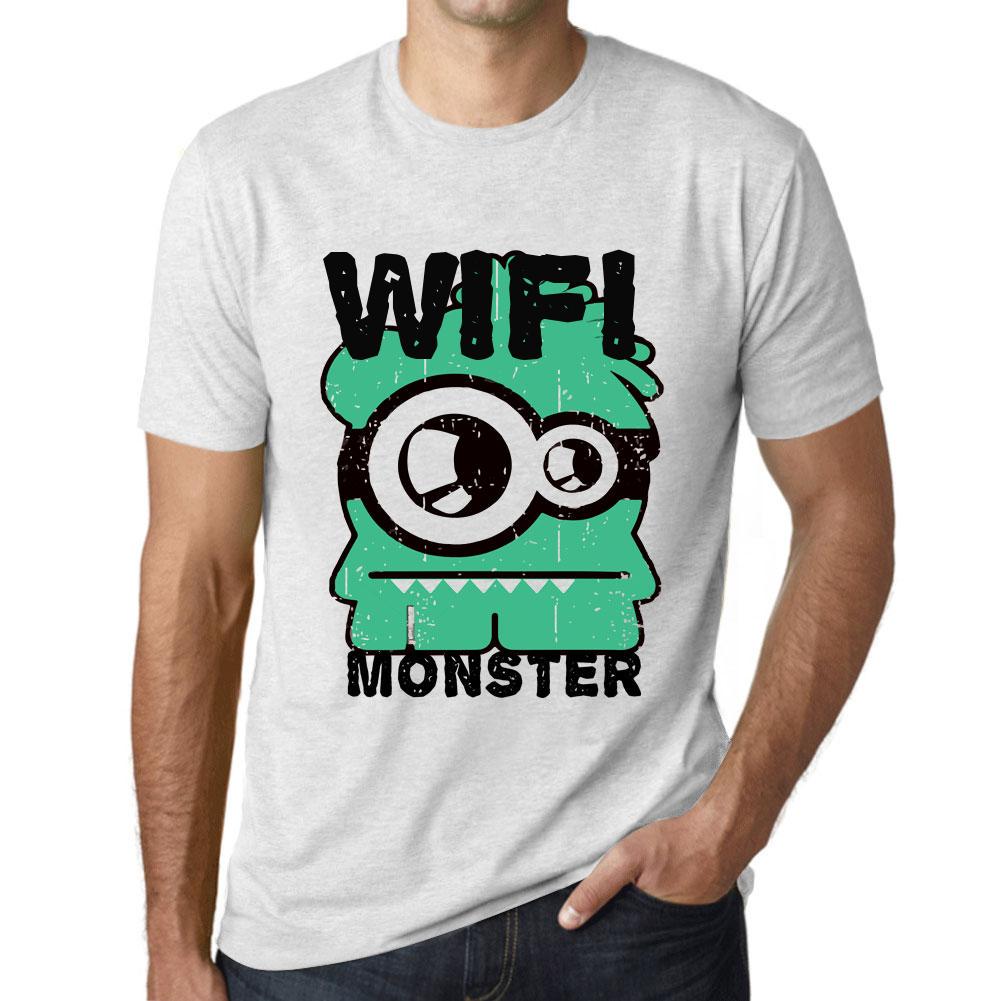 Ultrabasic Heren Vintage T-shirt Grafisch T-shirt WiFi Monster Vintage Wit