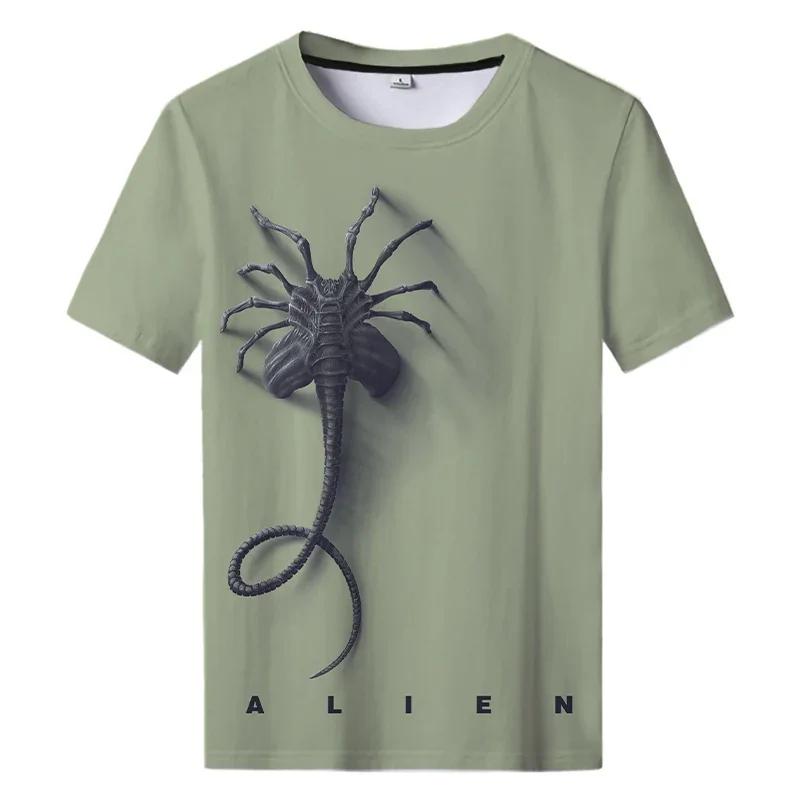 Wengy 2 Zomer Nieuwe Alien Art 3D Print T-shirt Voor Heren Kleding Dagelijks Casual T-shirt Horror Alien Film Grafische Harajuku Tops T-shirts