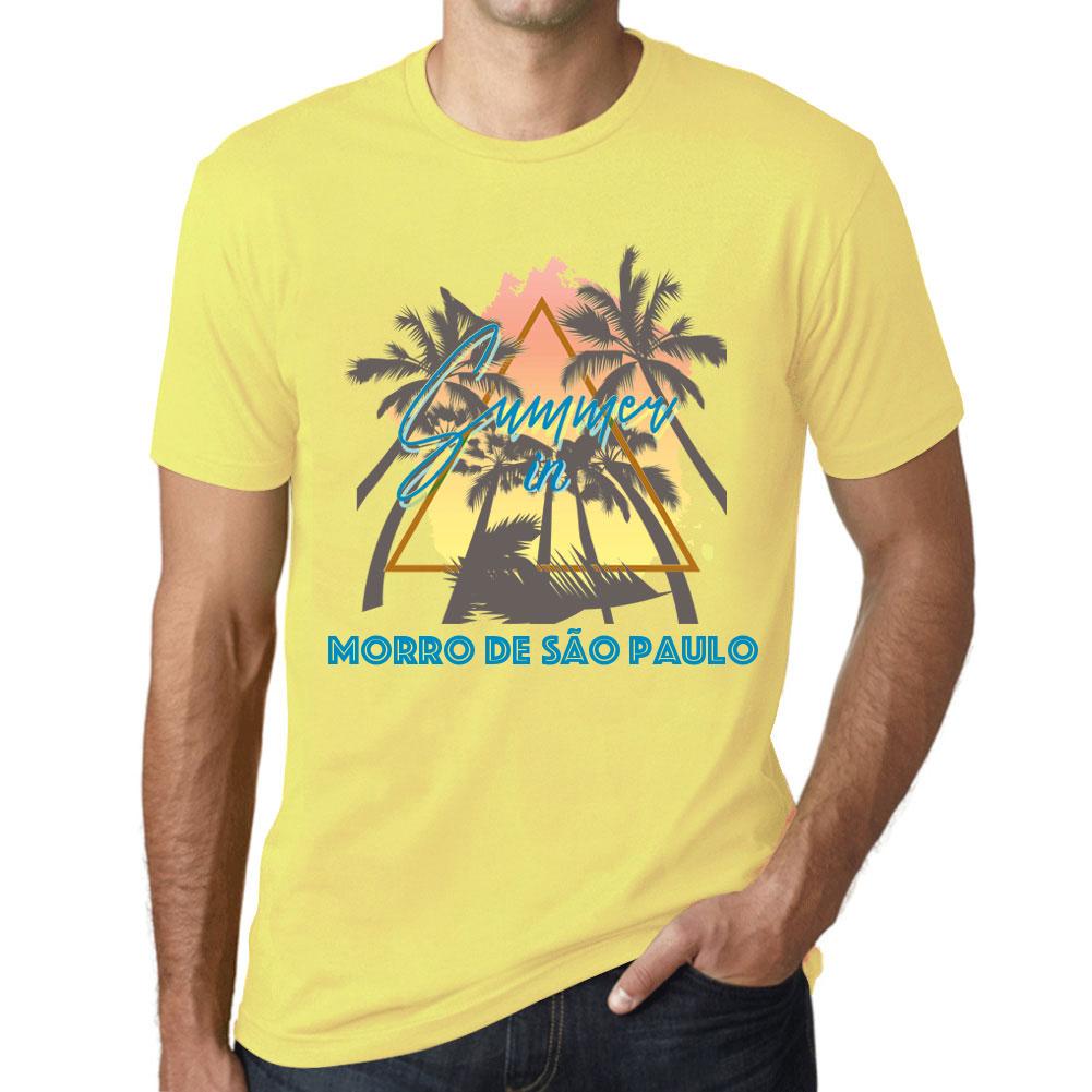 Ultrabasic Vintage T-shirt voor heren Grafisch T-shirt Zomerdriehoek Morro de S„o Paulo Lichtgeel