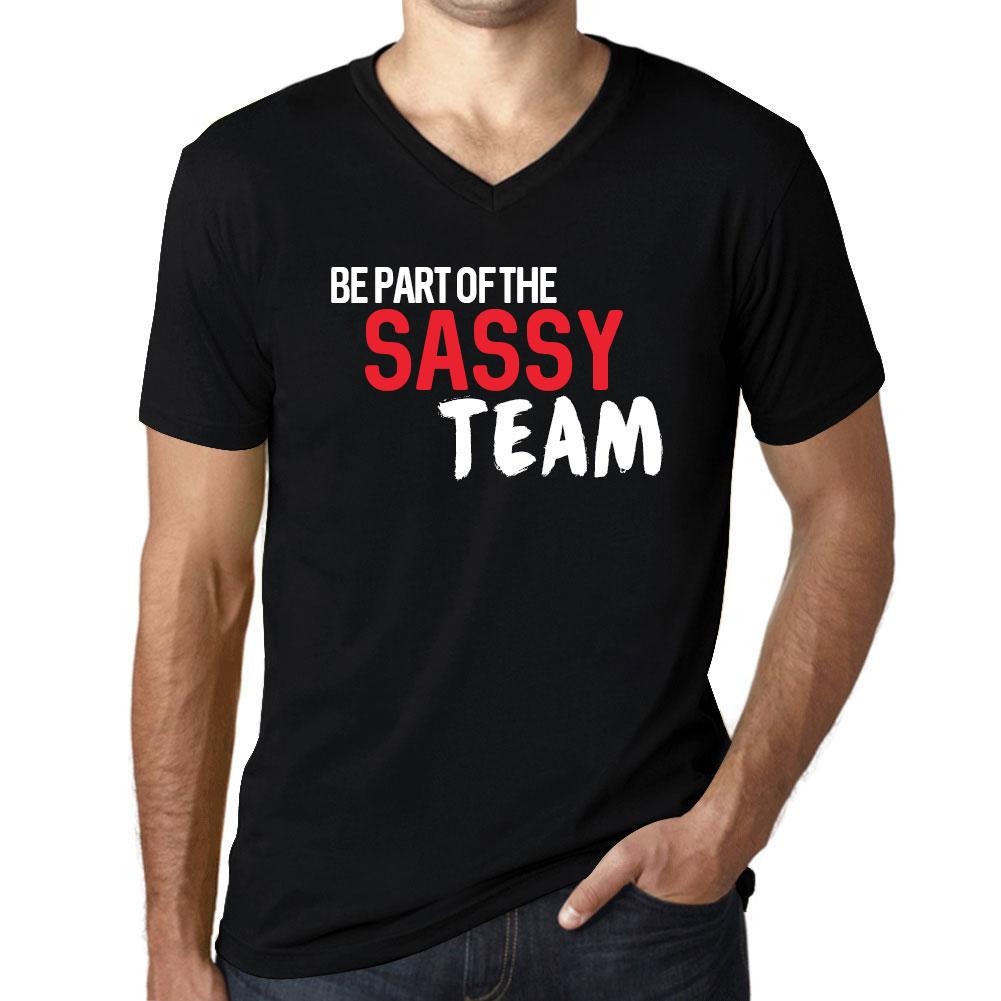 Ultrabasic Heren Vintage T-shirt Grafisch T-shirt V-hals Maak deel uit van het Sassy Team Diepzwarte witte tekst