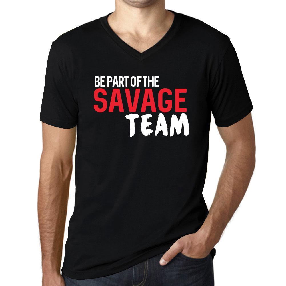 Ultrabasic Heren Vintage T-shirt Grafisch T-shirt V-hals Maak deel uit van het Savage Team Diepzwarte witte tekst