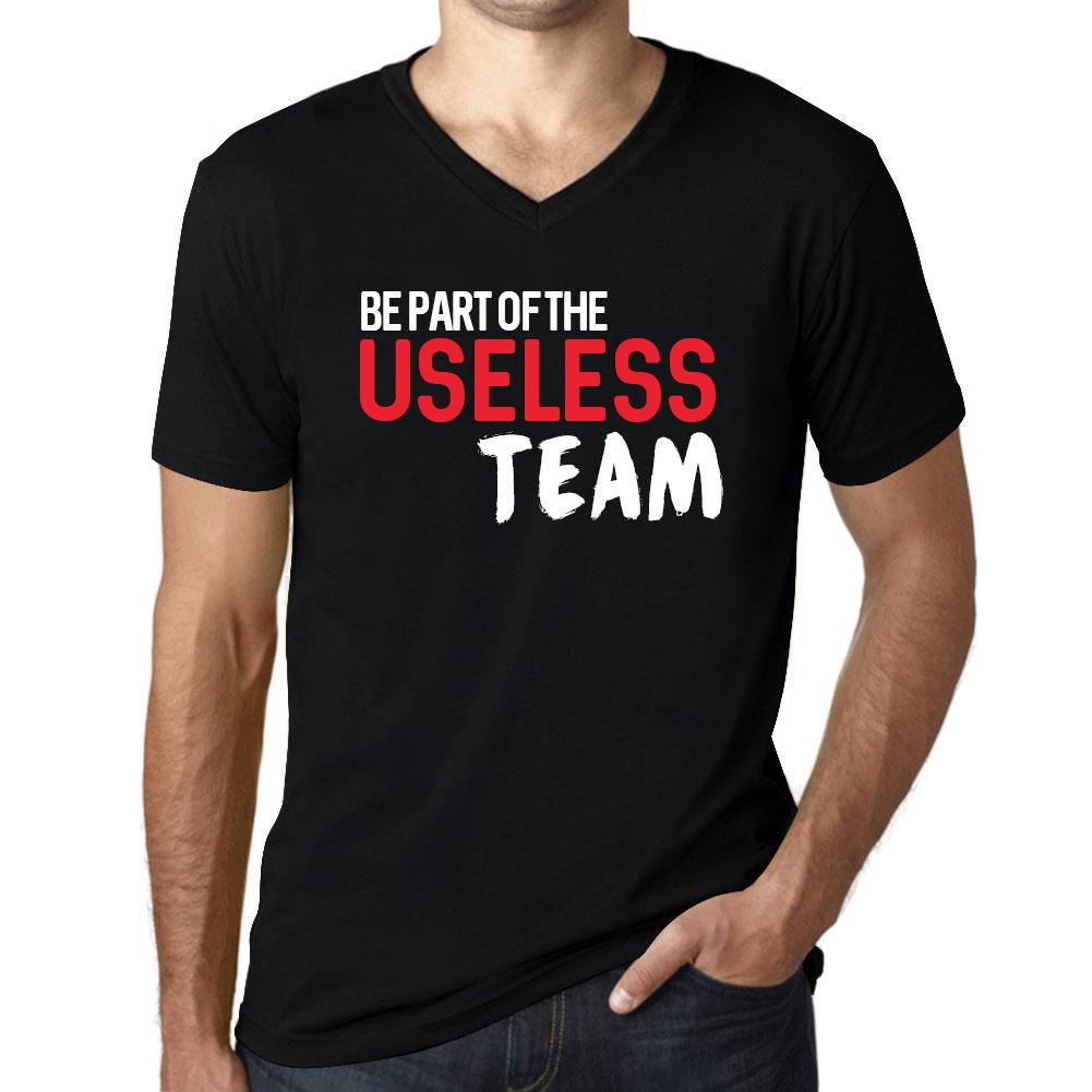 Ultrabasic Heren Vintage T-shirt Grafisch T-shirt V-hals Maak deel uit van het nutteloze team Diepzwarte witte tekst