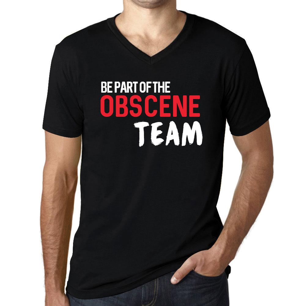 Ultrabasic Heren Vintage T-shirt Grafisch T-shirt V-hals Maak deel uit van het obscene team Diepzwarte witte tekst