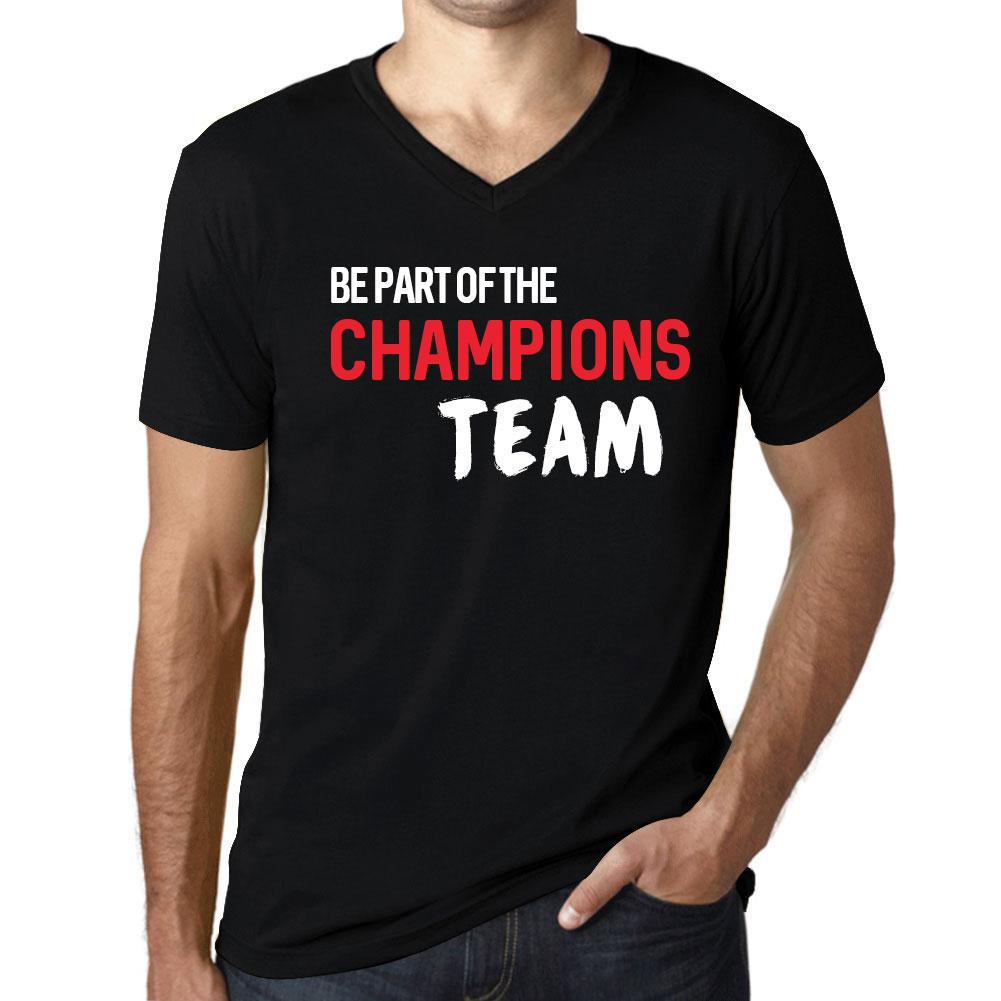 Ultrabasic Heren Vintage T-shirt Grafisch T-shirt V-hals Maak deel uit van het Champions Team Diepzwarte witte tekst