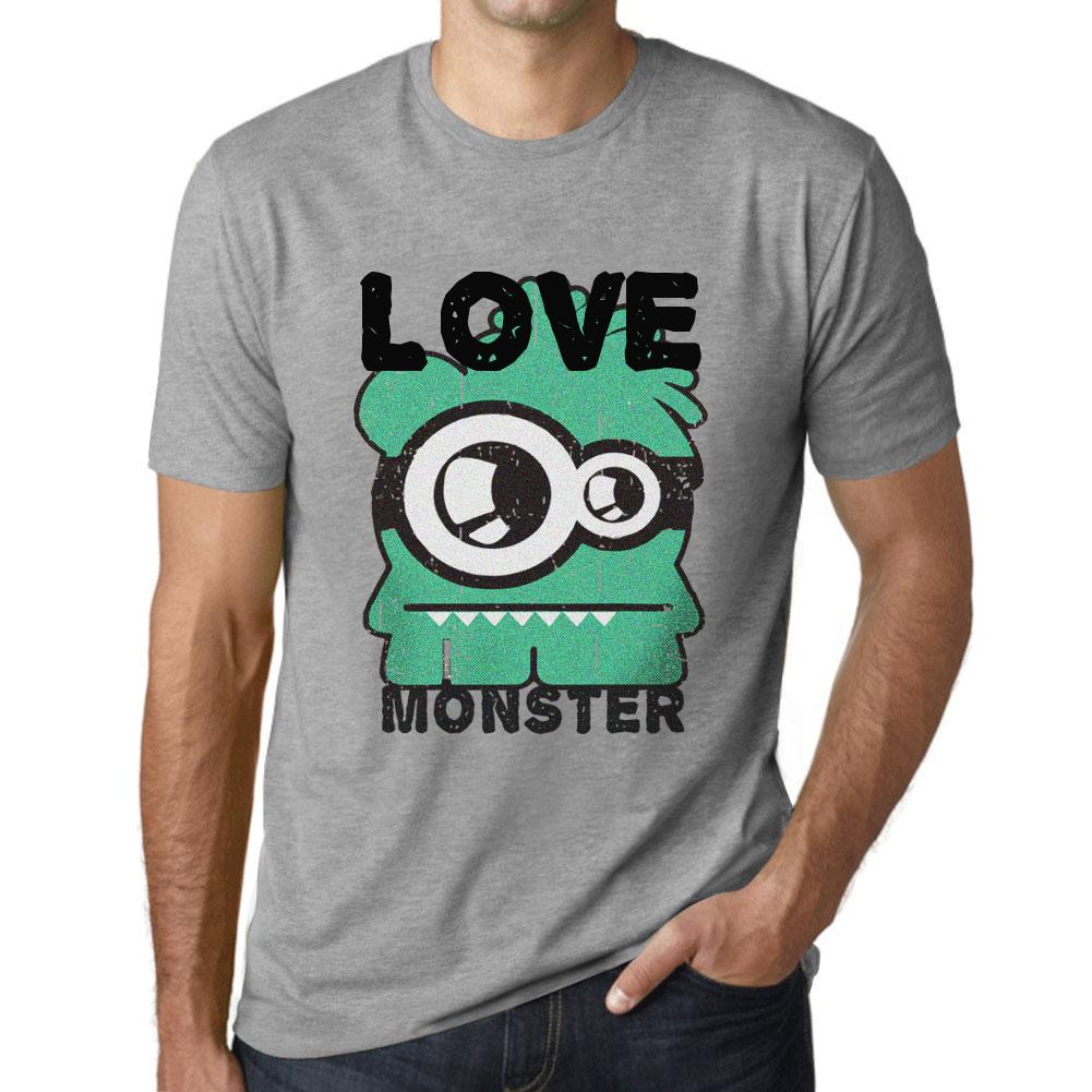 Ultrabasic Vintage T-shirt voor heren, grafisch T-shirt Love Monster grijs gemêleerd