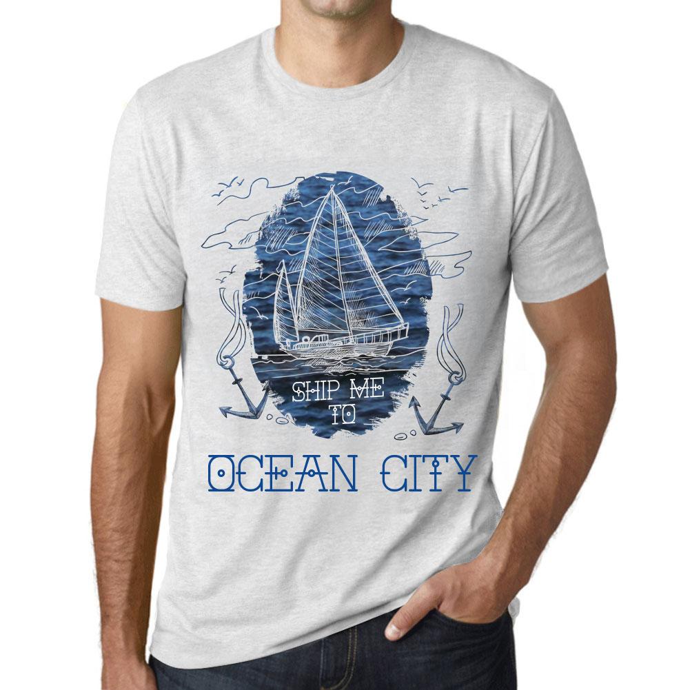 Ultrabasic Vintage T-shirt voor heren, grafisch T-shirt Ship Me to Ocean City Vintage White