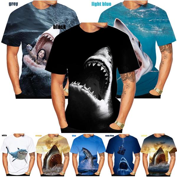 Mimanss Nieuw T-shirt Shark T-shirt Heren Coole kleding Tops Shark 3d Print T-shirt 3d T-shirt Print Kort Horror Zomer Oceaan Tops Tees