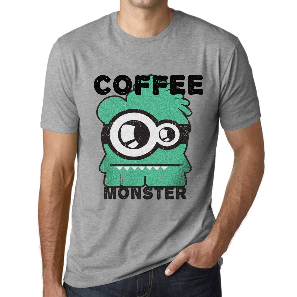 Ultrabasic Heren Vintage T-shirt Grafisch T-shirt Koffie Monster Grijs Gemêleerd