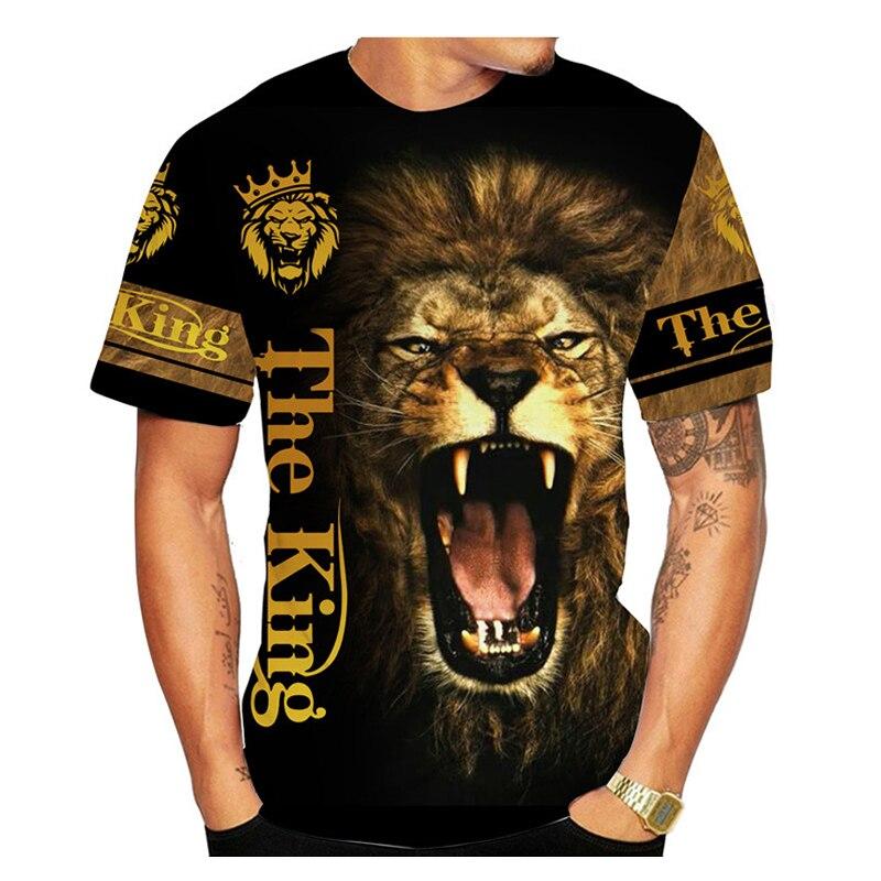 ETST WENDY Coole 3D Leeuwen Dierenprint T-shirt voor Heren Mode O-hals Korte Mouw Streetwear T-shirt Tops Hip Hop Stijl Casual Zomer Herenkleding