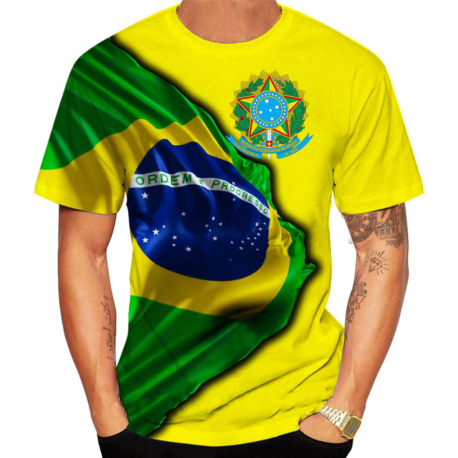 TIP723 Honderdjarig jubileum van Brazilië Heren T-shirt Zomer O Hals Trui Korte Mouw Mode Coole Kleding Braziliaanse Vlag Oversized Herenkleding