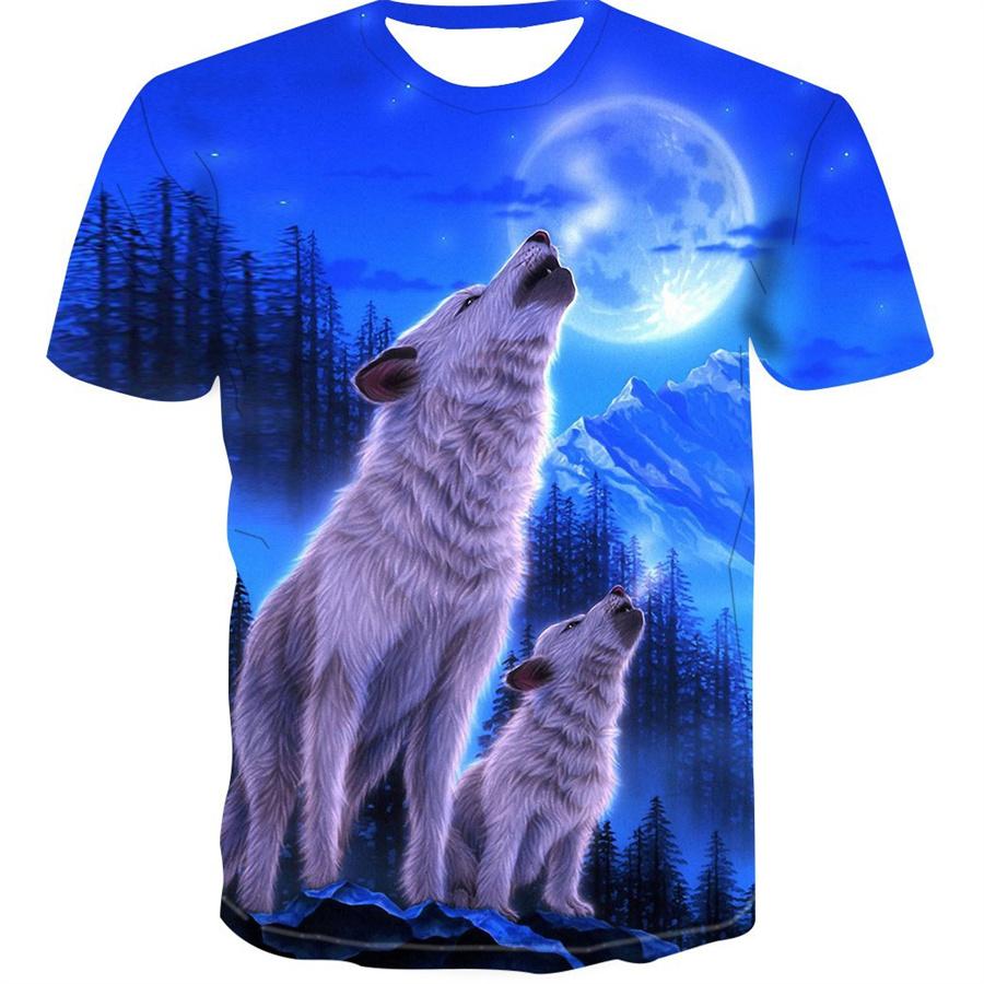 HerSight Zomer heren T-shirt 3D dierenprint losse ronde hals korte mouw tops heren