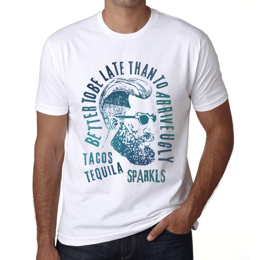 Ultrabasic Heren Vintage Tee Shirt Graphic T Shirt Taco's, Tequila en SPARKLS Wit