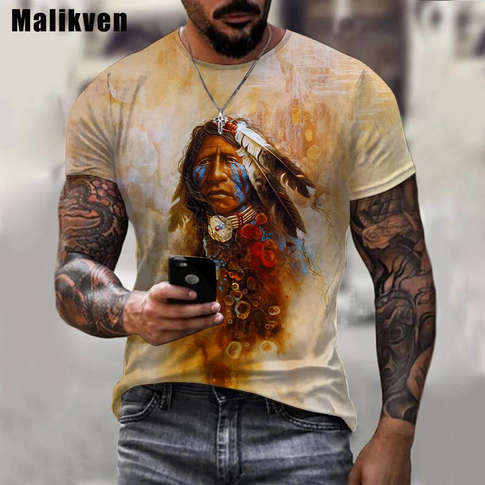 Wengy 2 Verkoop Indianen Cultuur Bedrukt T-shirt Zomer Heren 3D T-shirt Casual O-hals Indianen Schedel T-shirt Streetwear