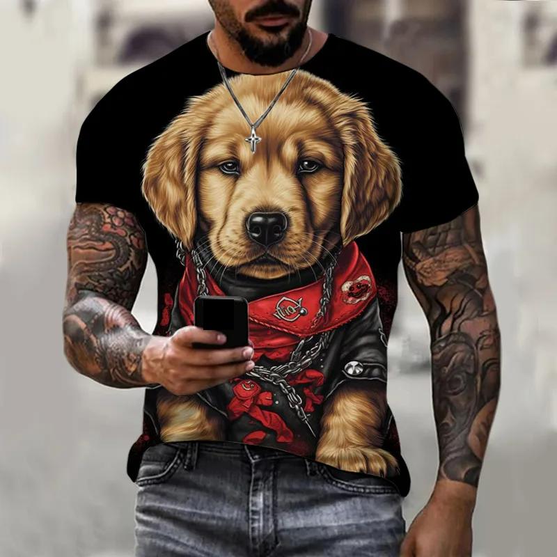 Transmission of love Hond Grafische T-shirt Voor Mannen 3d Afdrukken Tees Woeste Dier Korte Mouw Tee Tops Zomer Streetwear Casual Herenkleding