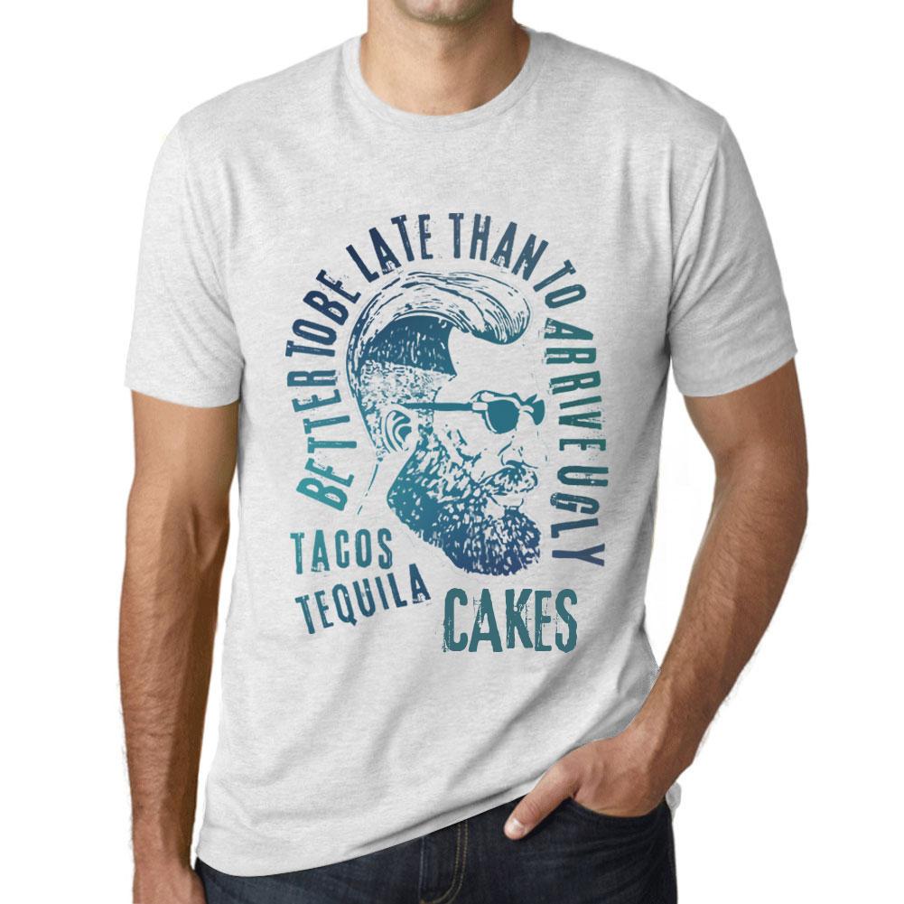 Ultrabasic Heren Vintage T-shirt Grafisch T-shirt Tacos, Tequila en Cakes Vintage Wit