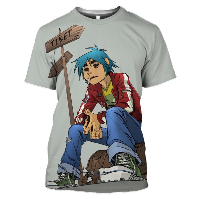 ETST 05 Rock Band Gorillaz Series Print Zomer Heren O-hals T-shirt Casual Korte Mouw Oversized T-shirts Modetrend Herenkleding