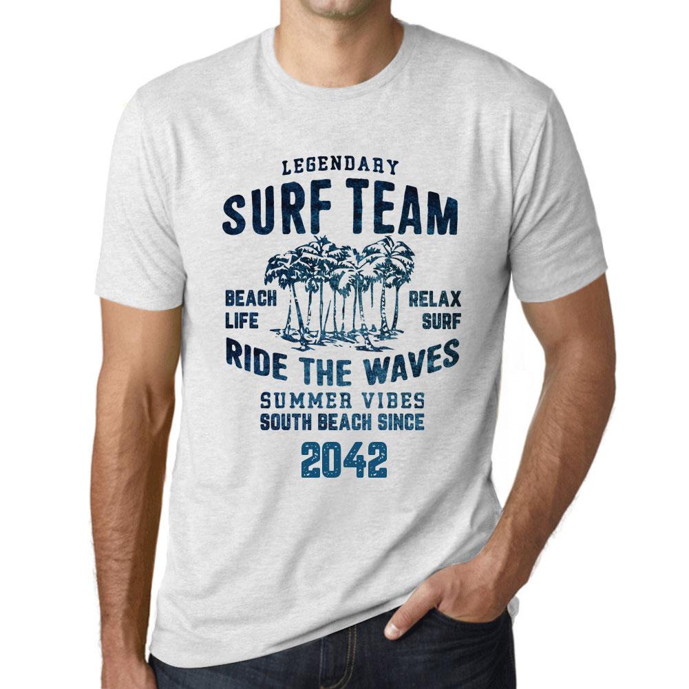 Ultrabasic Vintage T-shirt voor heren Grafisch T-shirt Surf Team 2042 Vintage Wit