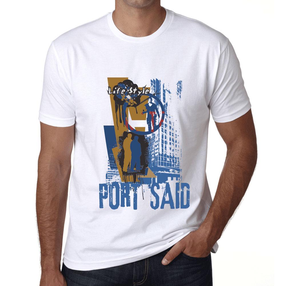 Ultrabasic Vintage T-shirt voor heren Grafisch T-shirt Port Said Lifestyle Wit