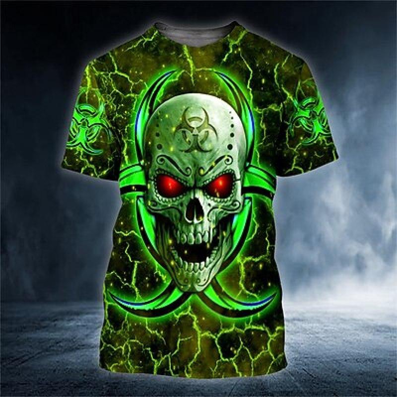 ETST 07 Heren T-shirt T-shirt Halloween-shirt T-shirt Grafische schedel Ronde hals Kleding Kleding 3D-print Outdoor Casual korte mouw Print Vintage mode