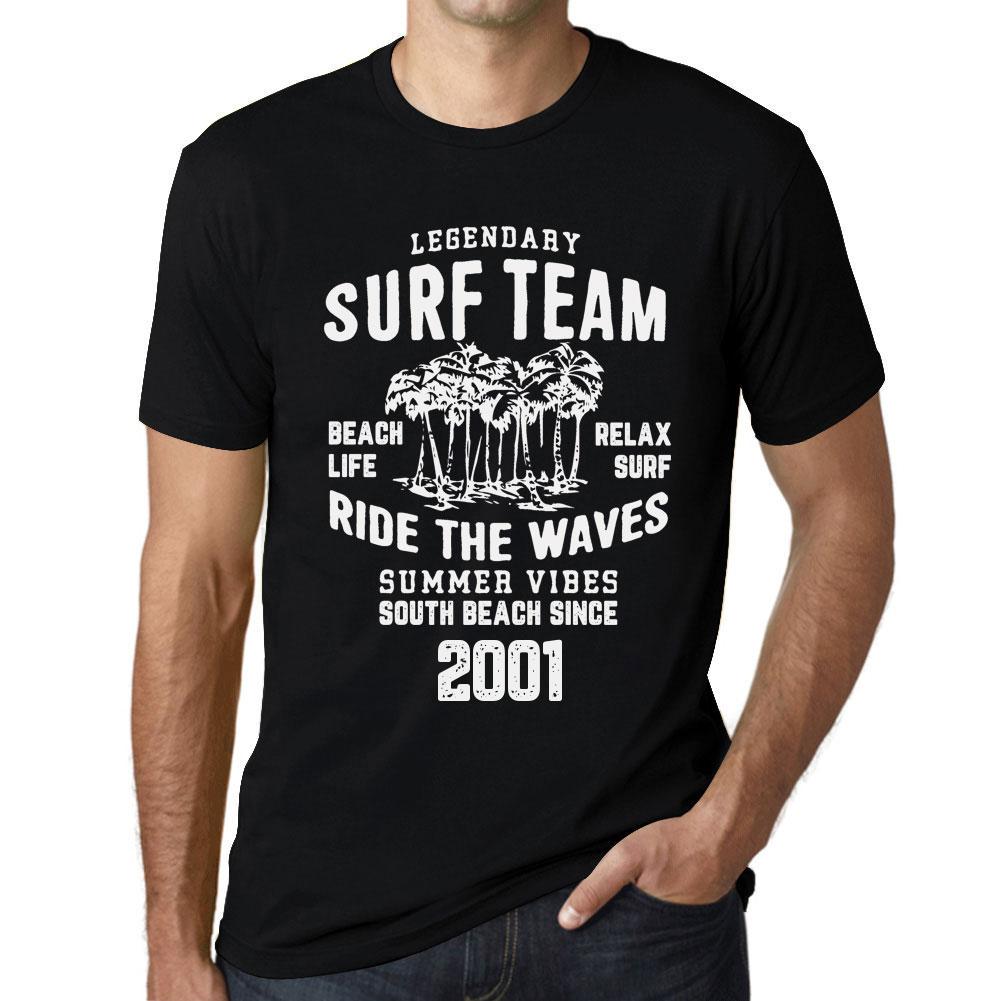 Ultrabasic Vintage T-shirt voor heren Grafisch T-shirt Surf Team 2001 Diepzwart