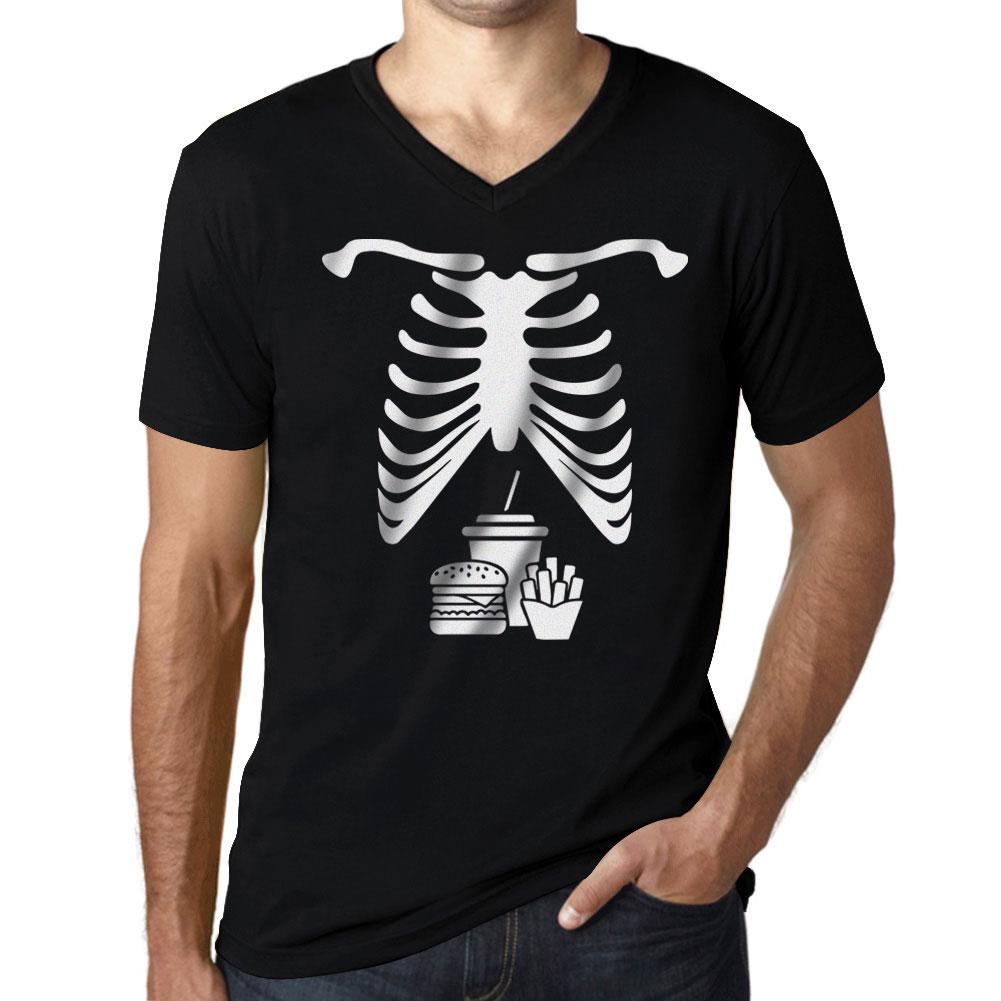 Ultrabasic Homme Graphique Col V Tee Shirt Squelette Malbouffe Ventre X Ray Tee Shirt Cadeau de Halloween