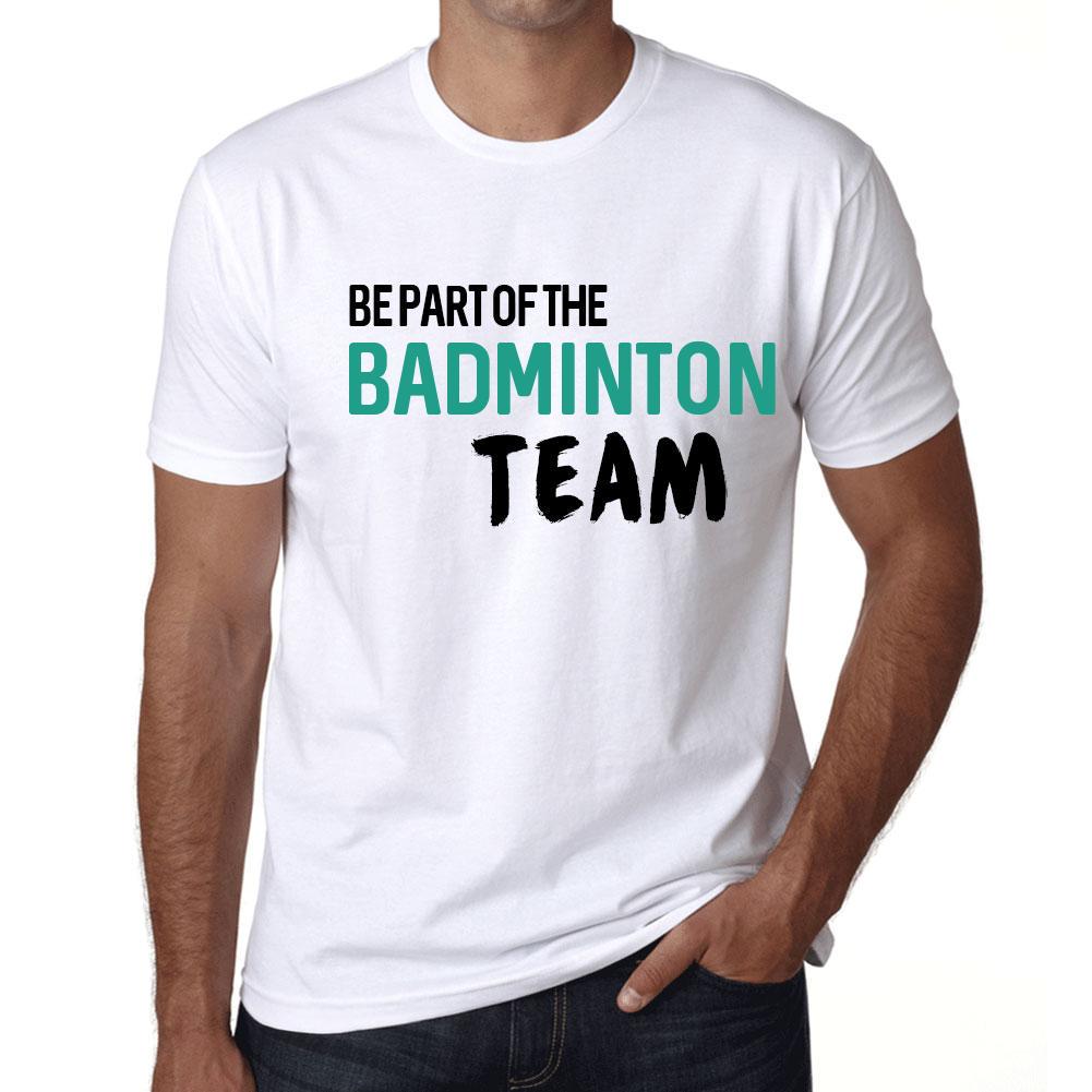 Ultrabasic Vintage T-shirt voor heren, grafisch T-shirt, maak deel uit van het badmintonteam, wit